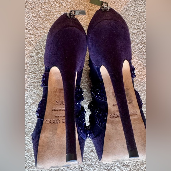 Jimmy Choo Purple Rhinestone Stiletto Heels - Picture 7 of 12